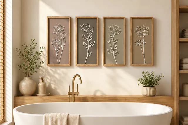 Wooden Floral Bathroom Lightweight Bedroom