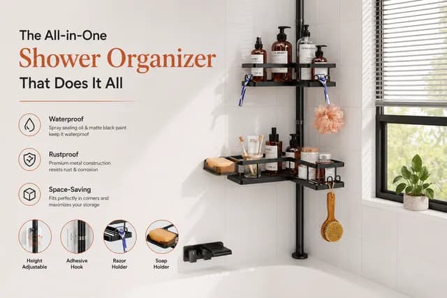 Adjustable shower shelves