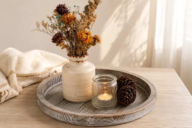 Wooden Decorative Tray Candle Holder